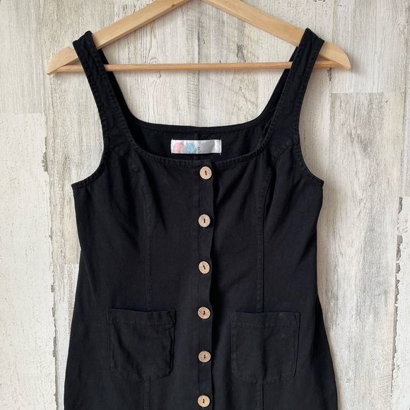 Free People Beach The Hamptons Black Button Front Midi Dress Size XS - Picture 3 of 9